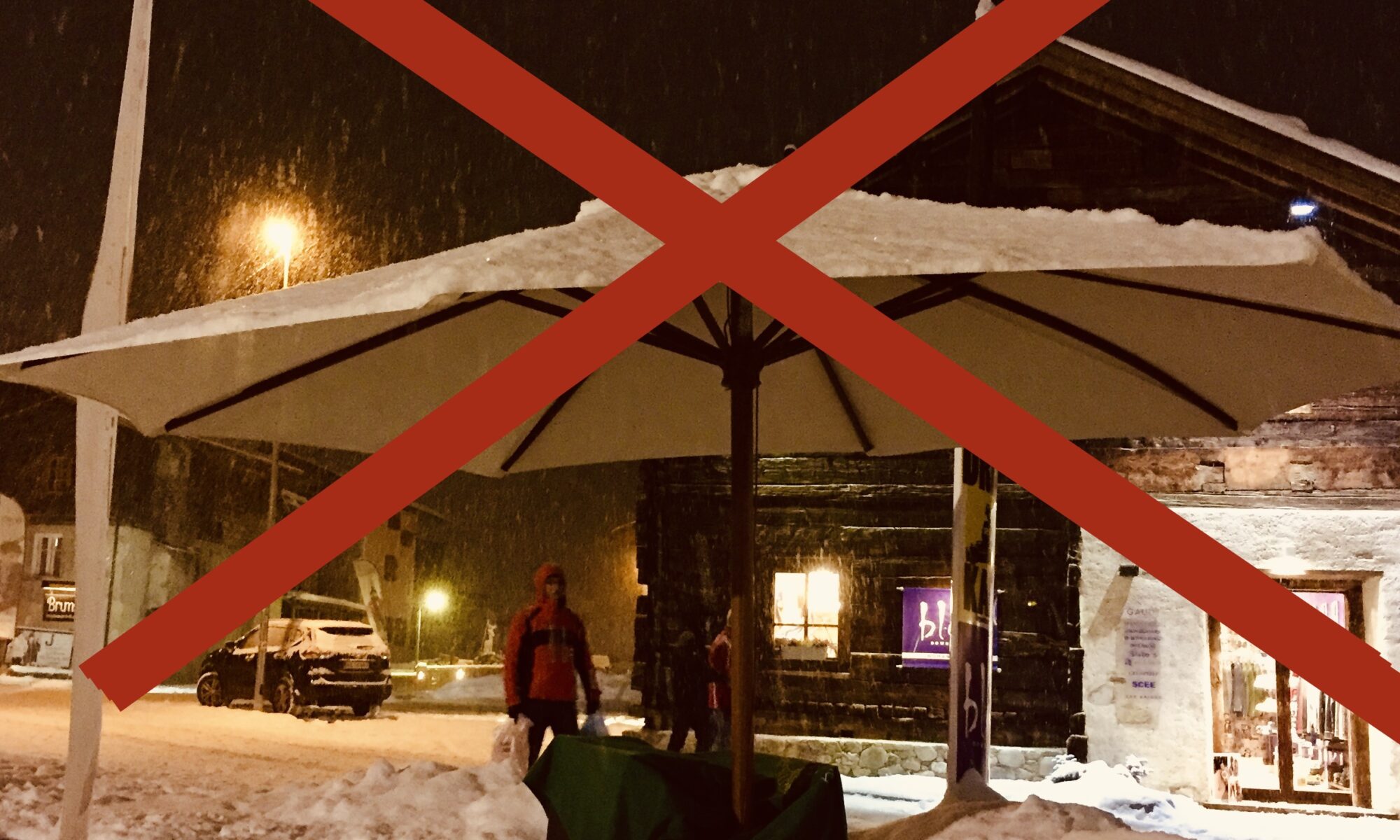 Sonnenschirm nicht im Schnee stehen lassen