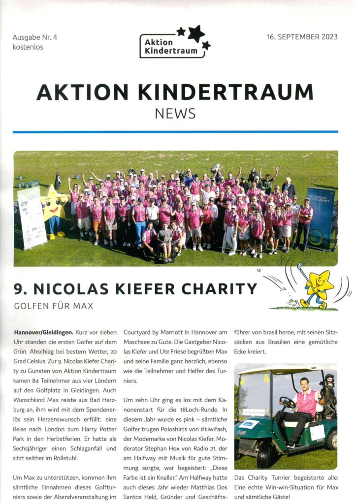 Tageszeitung 16.9.2023 Aktion Kindertraum und Nicolas