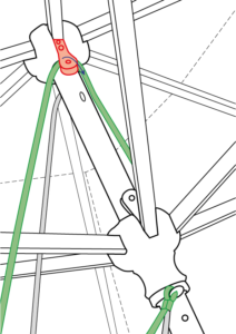 Seilwechsel Schritt 7: Nun stecken Sie das zweite Seilende an der gegenüberliegenden Seite durch die obere Umlenkrolle.